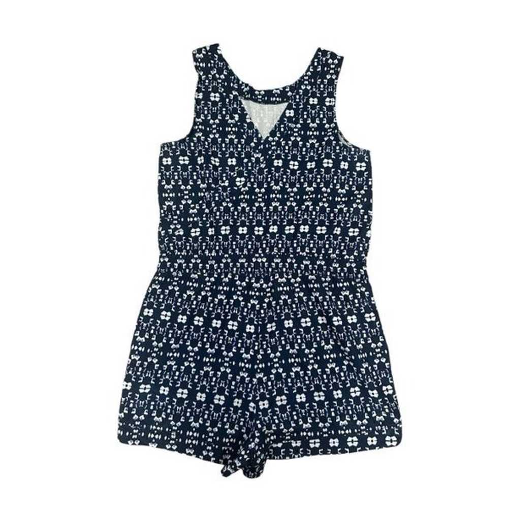 athleta Crossback Romper Shortie navy blue print … - image 3