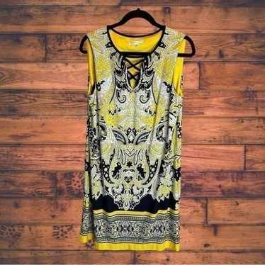 Sandra Darren Yellow Paisley Sleeveless Knee Leng… - image 1