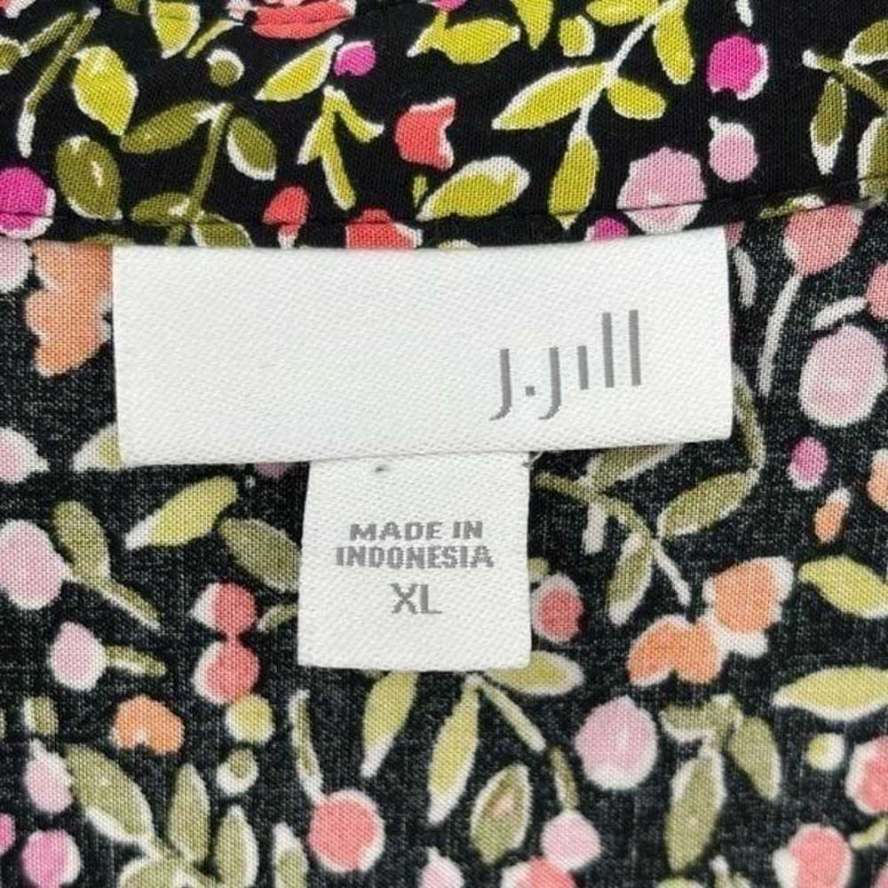 J Jill Sleeveless Floral Shirt Dress XL Black - image 2