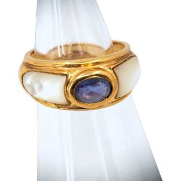 French Art Deco iolite ring in 18K stamped solid g