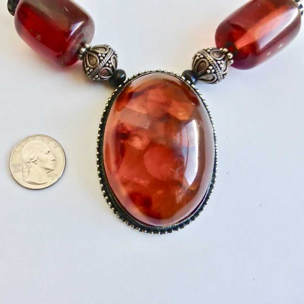 Huge  Amber Resin Pendant Necklace, 19" - image 5