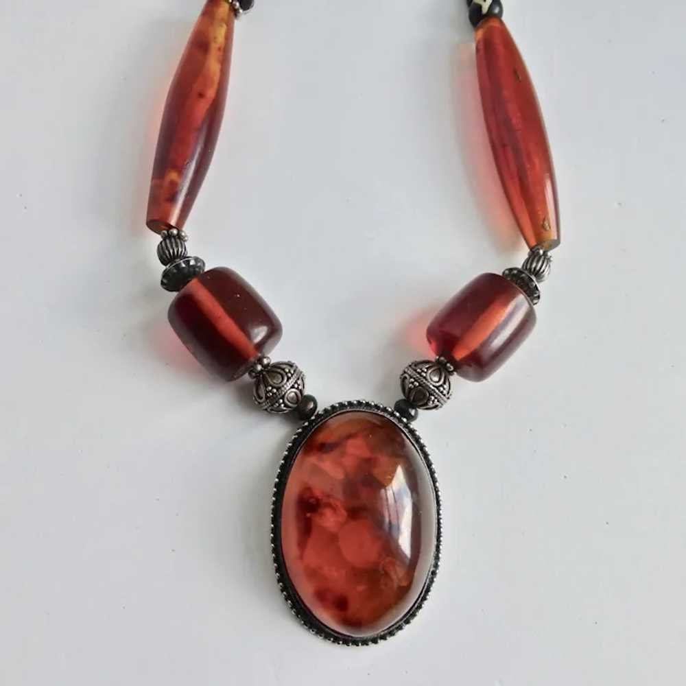 Huge  Amber Resin Pendant Necklace, 19" - image 7