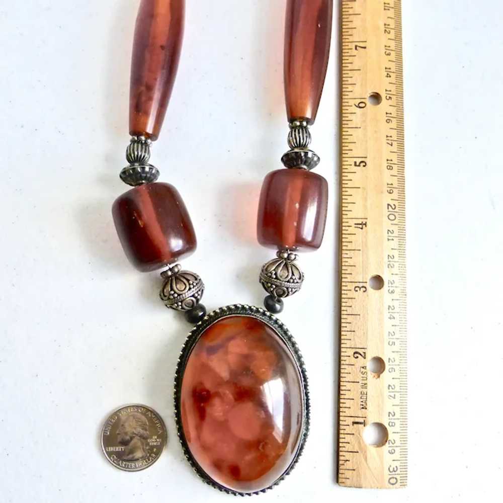 Huge  Amber Resin Pendant Necklace, 19" - image 8