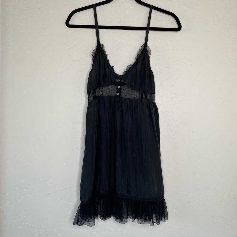 Frills Nordstrom Black 100% Silk Slip Dress Small - image 10