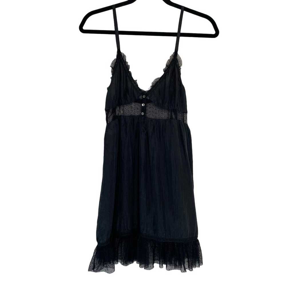 Frills Nordstrom Black 100% Silk Slip Dress Small - image 1