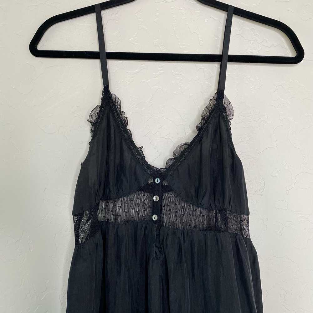 Frills Nordstrom Black 100% Silk Slip Dress Small - image 2