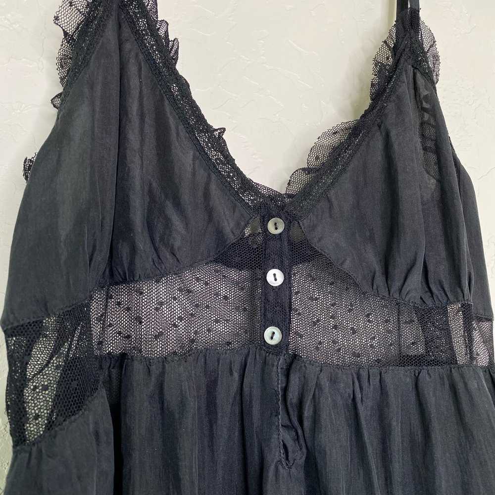 Frills Nordstrom Black 100% Silk Slip Dress Small - image 4