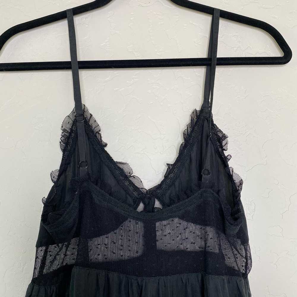 Frills Nordstrom Black 100% Silk Slip Dress Small - image 7