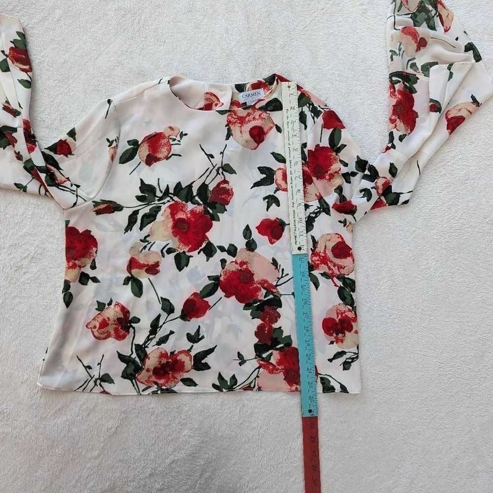 Carmen Marc Valvo Floral Long Sleeve Blouse - image 9