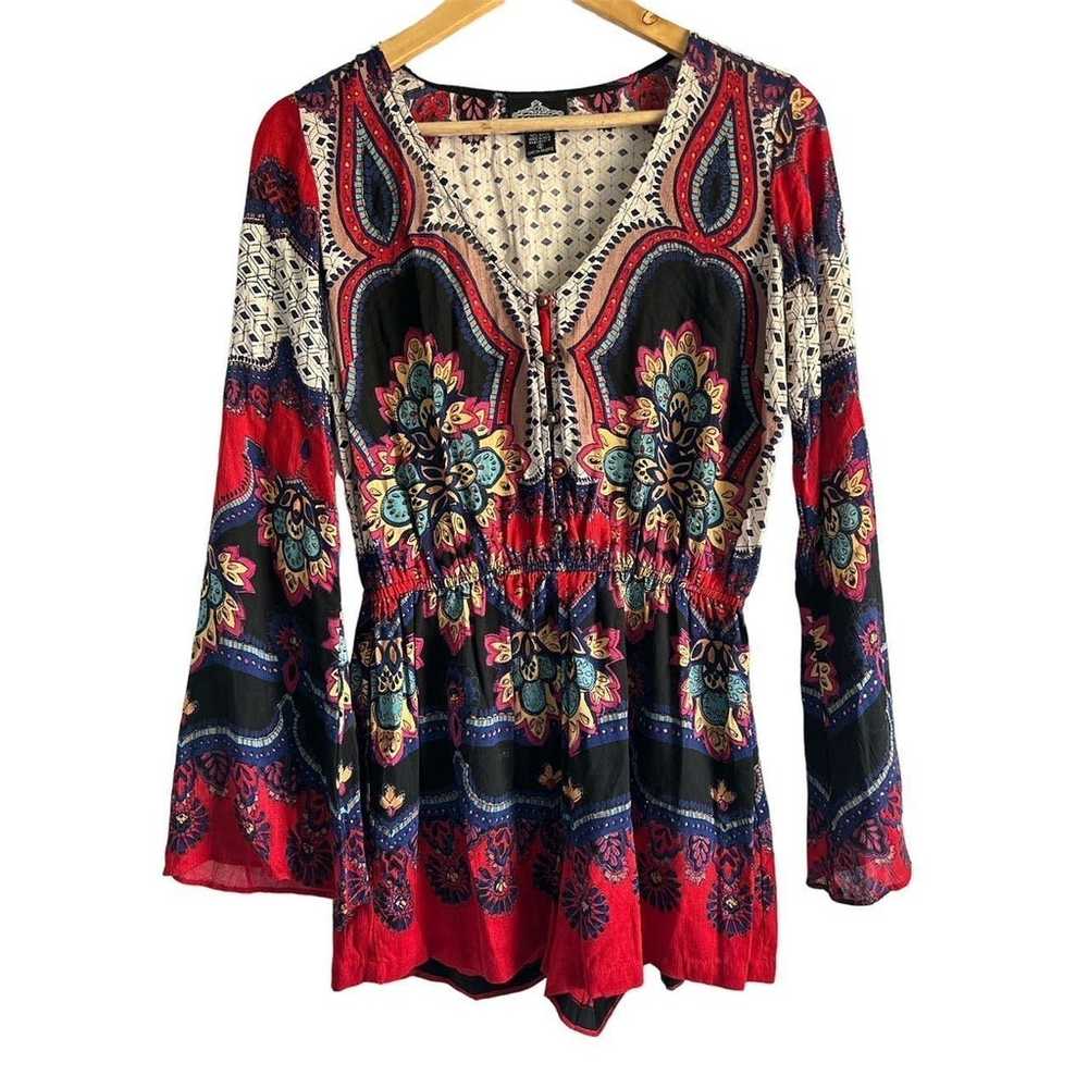 Angie Women’s Size Small Boho V Neck Bell Sleeve … - image 1