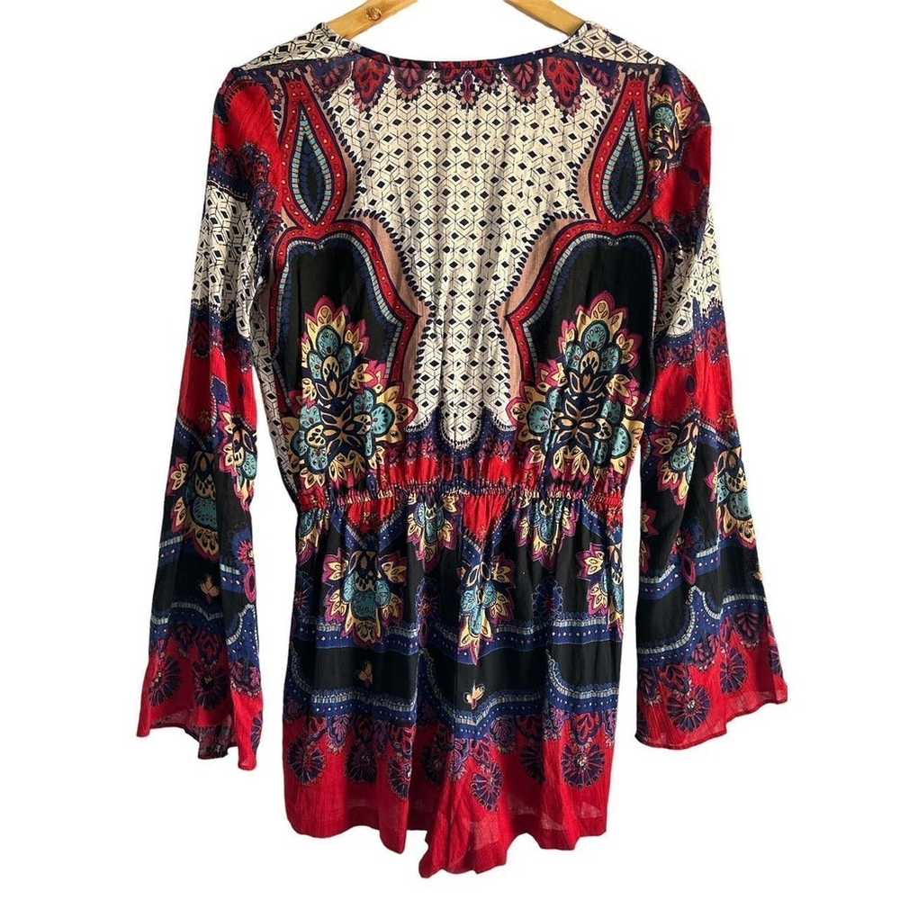 Angie Women’s Size Small Boho V Neck Bell Sleeve … - image 2