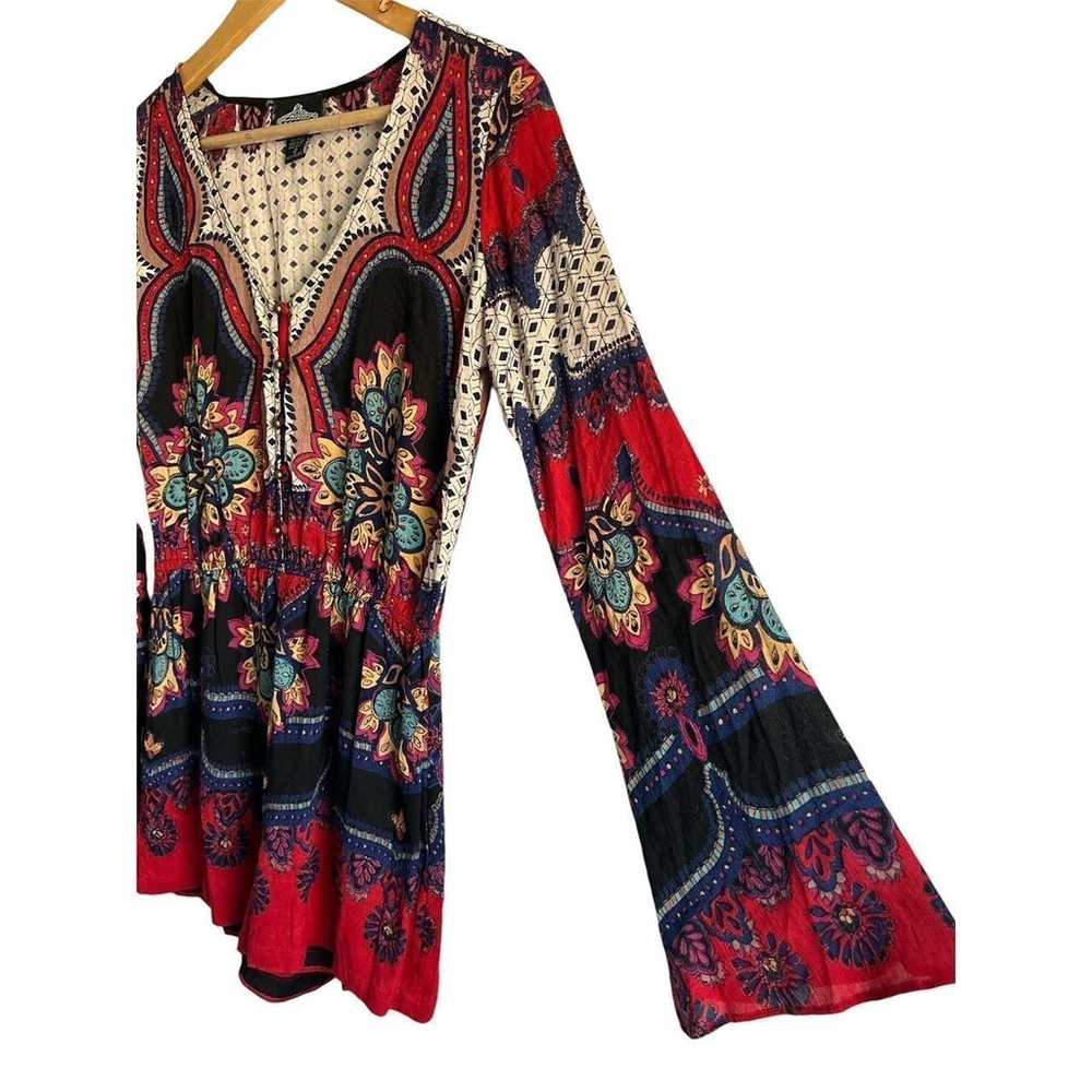 Angie Women’s Size Small Boho V Neck Bell Sleeve … - image 3