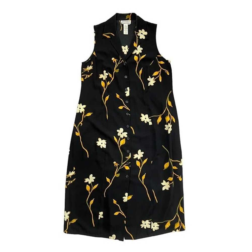 Vintage Floral Button Front Collared Sleeveless M… - image 1