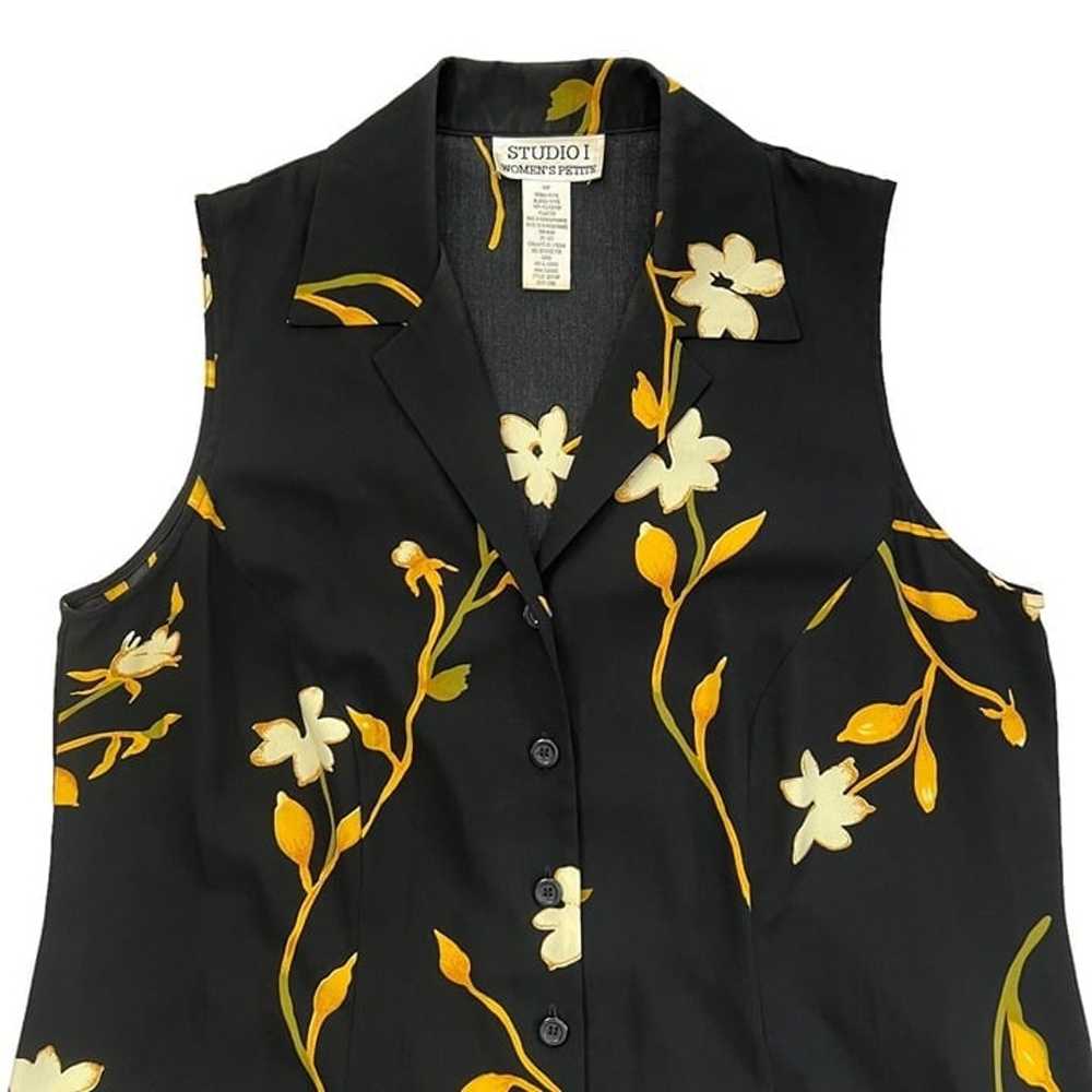 Vintage Floral Button Front Collared Sleeveless M… - image 3