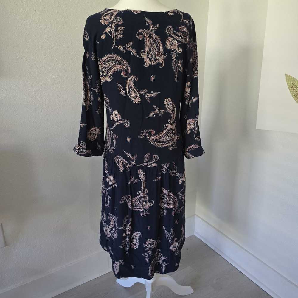 Garnet Hill 3/4 Sleeved Navy Pasley Knee Length D… - image 7