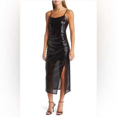 NWOT Nordstrom Open Edit Black Sequin Midi Dress B