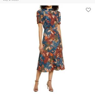 Julia Jordan Blue and orange floral midi dress