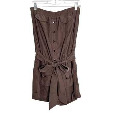 Anthropologie Morgan Belted Button Down Romper Gre