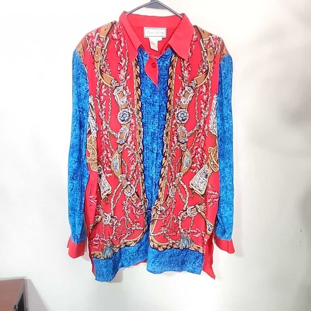 Diane Gilman vintage silk blouse. Size Large - image 1