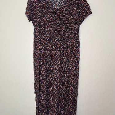 Vintage Erika Dress Womens XL Black Floral Short S