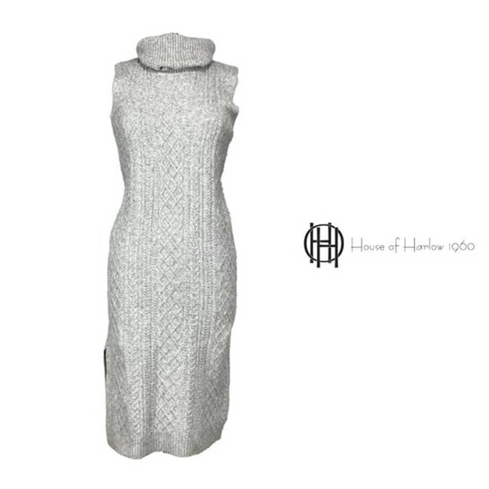 House of Harlow 1960 Gray Cowl Neck Sweater Dress - image 1