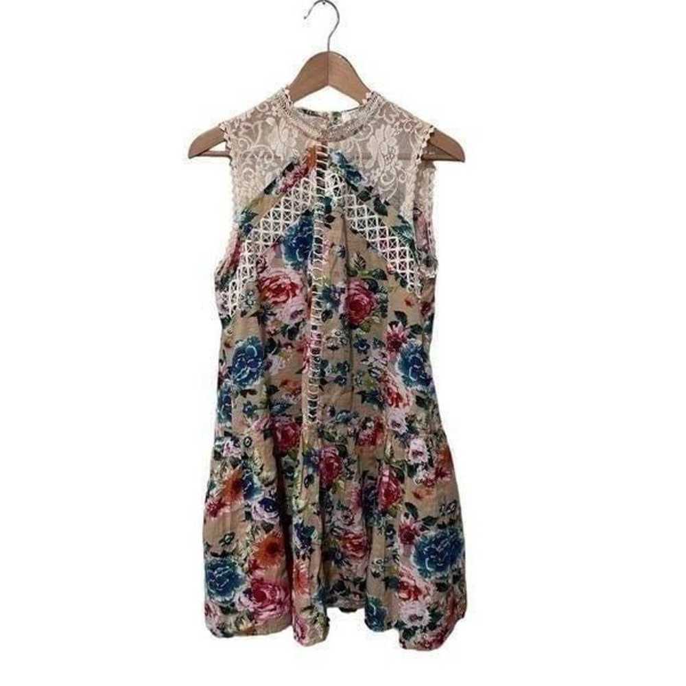 Umgee Floral Lace Sleeveless Crochet Yoke High Ne… - image 1