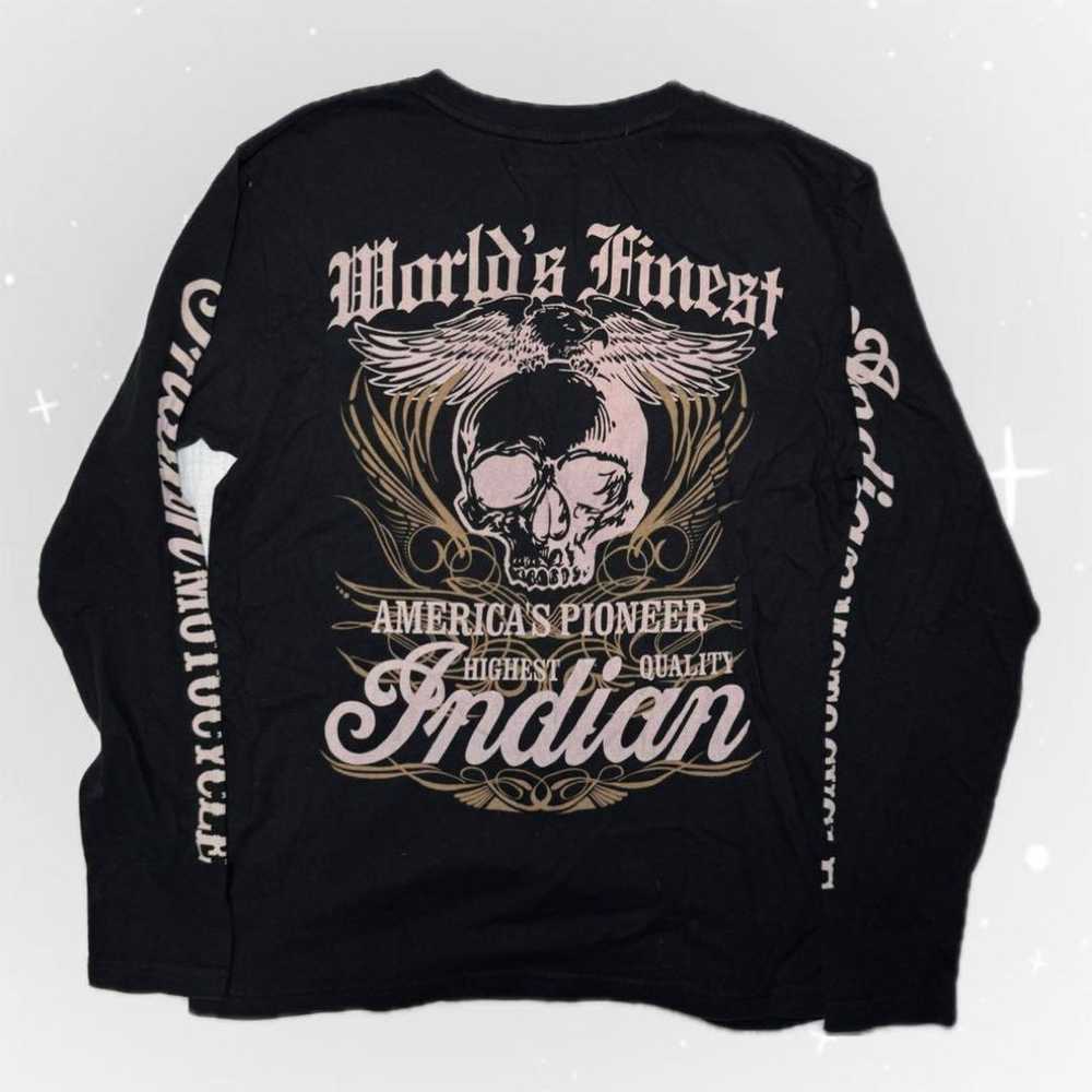 Y2K Skull Grunge Cut-and-sew Long Sleeve T-shirt … - image 1