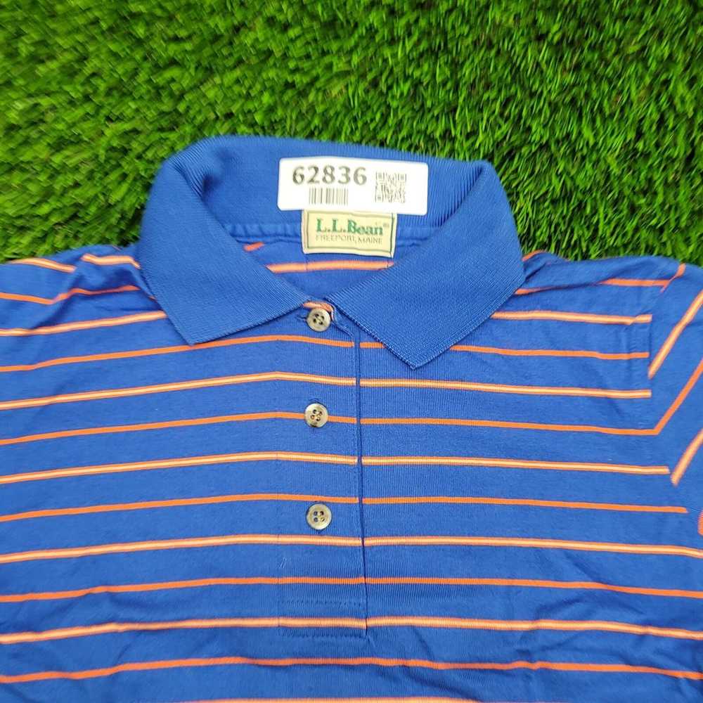 Vintage 80s LL-Bean Pencil-Striped Polo Shirt Tee… - image 2