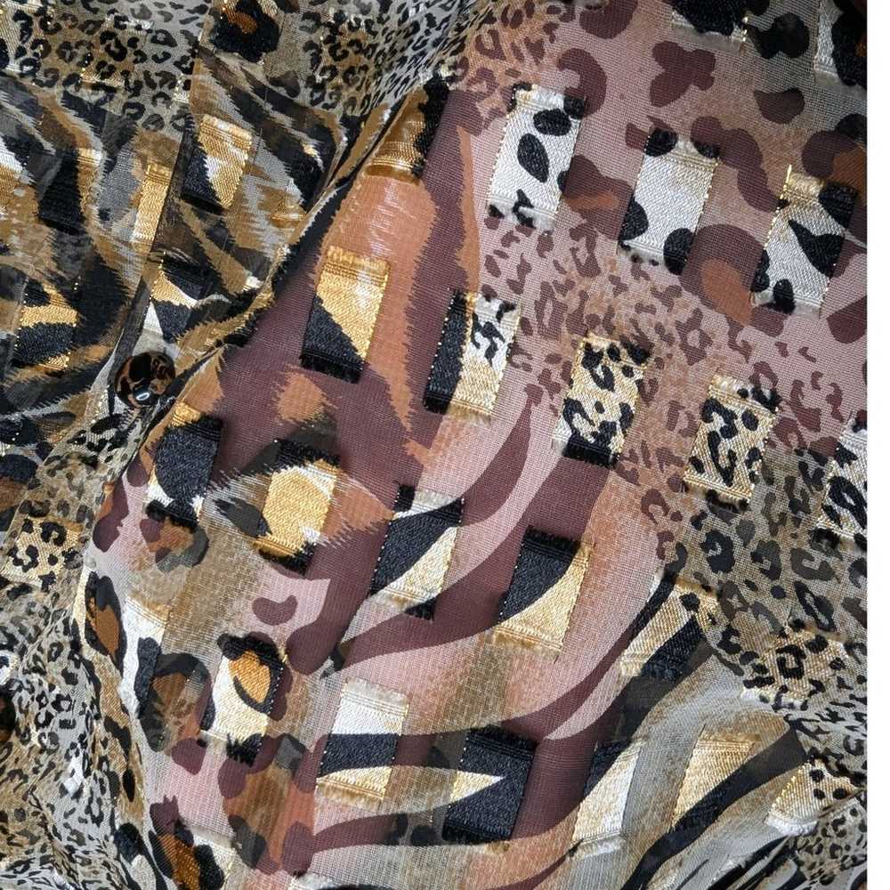 Vtg 1980s Dion Tan Black Sheer Textured  Leopard … - image 3