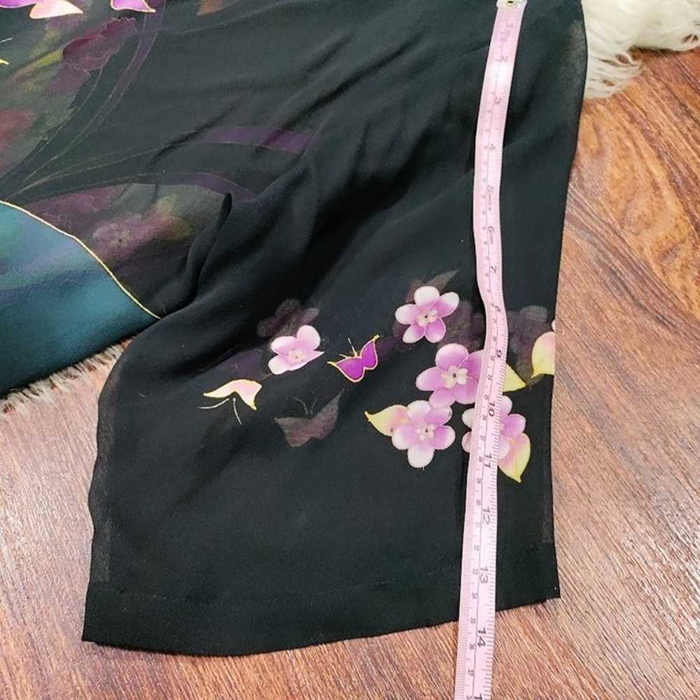 CCC Silk Floral Vintage Black Sheer Wrap S-L - image 10