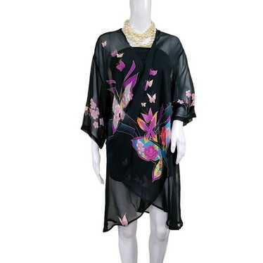 CCC Silk Floral Vintage Black Sheer Wrap S-L - image 1