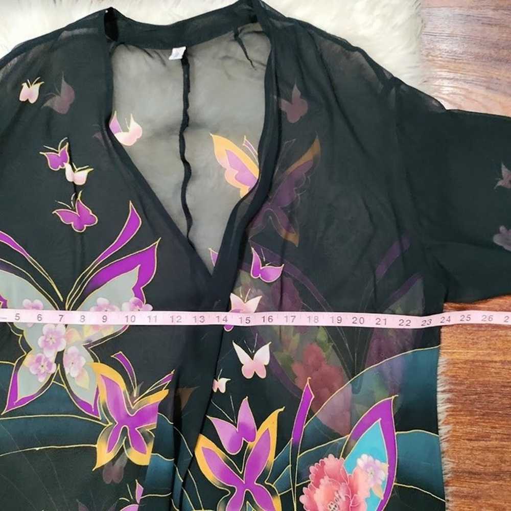 CCC Silk Floral Vintage Black Sheer Wrap S-L - image 9