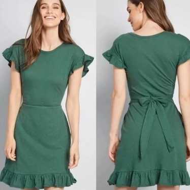 Modcloth • Green Ruffle Knit Dress