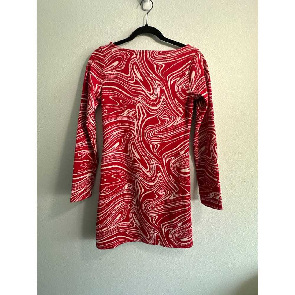 Zara Red Jacquard Knitted Long Sleeve Sweetheart … - image 10