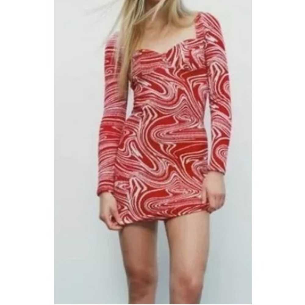 Zara Red Jacquard Knitted Long Sleeve Sweetheart … - image 2