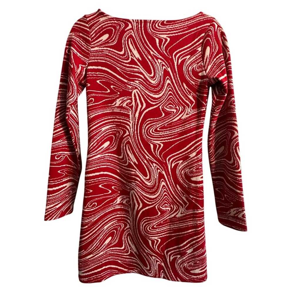 Zara Red Jacquard Knitted Long Sleeve Sweetheart … - image 8