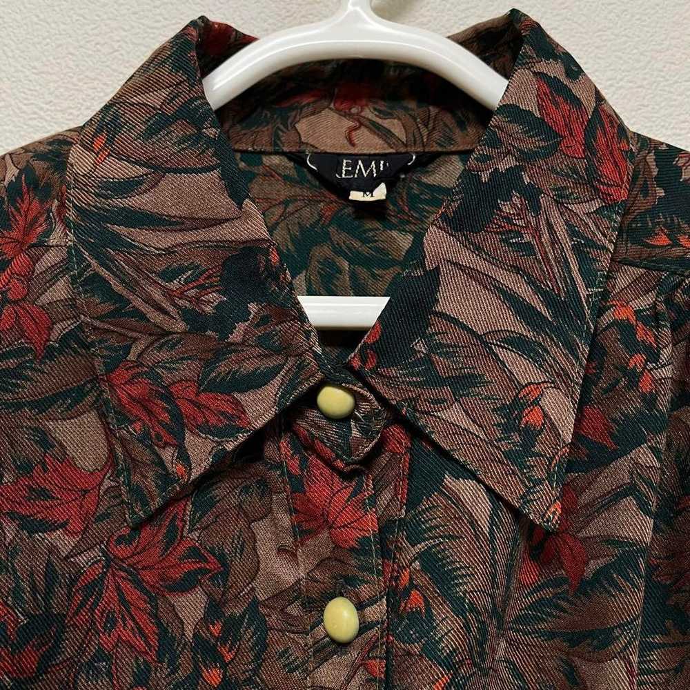 Botanical pattern all-over shirt blouse Showa ret… - image 11