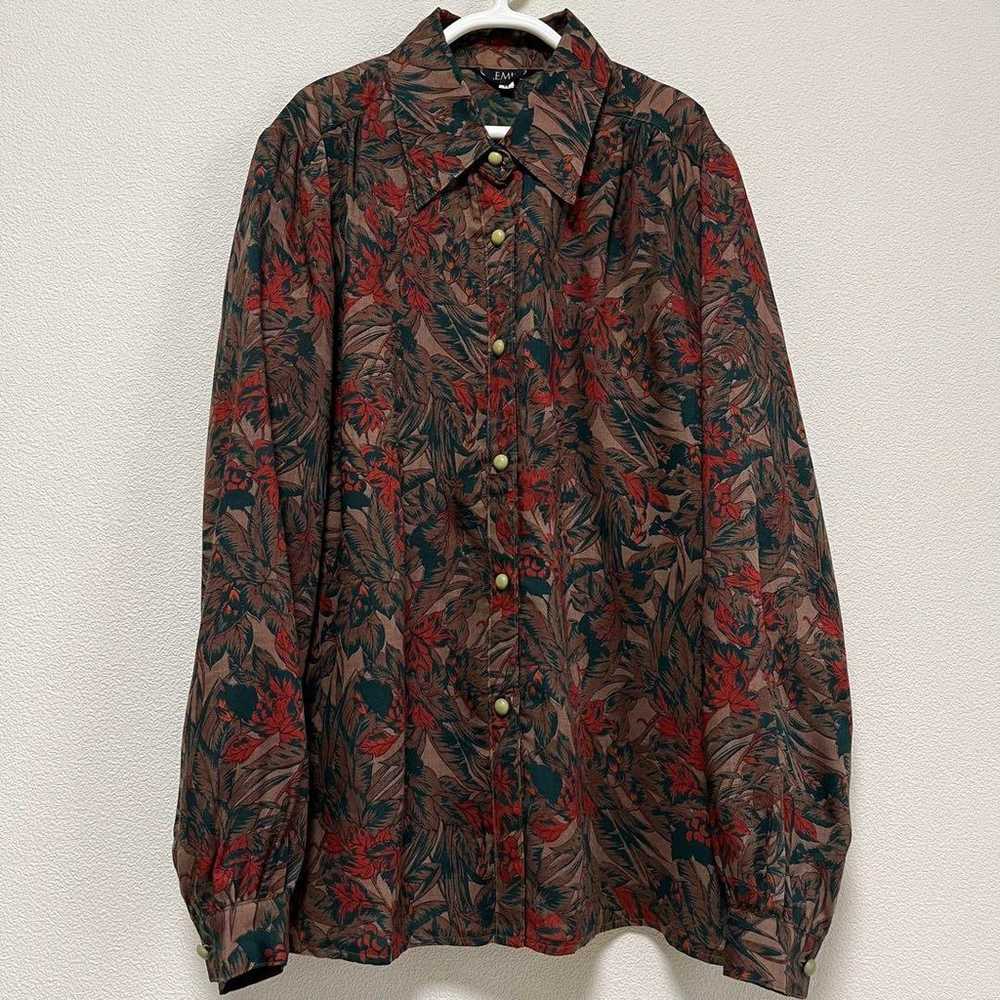 Botanical pattern all-over shirt blouse Showa ret… - image 5