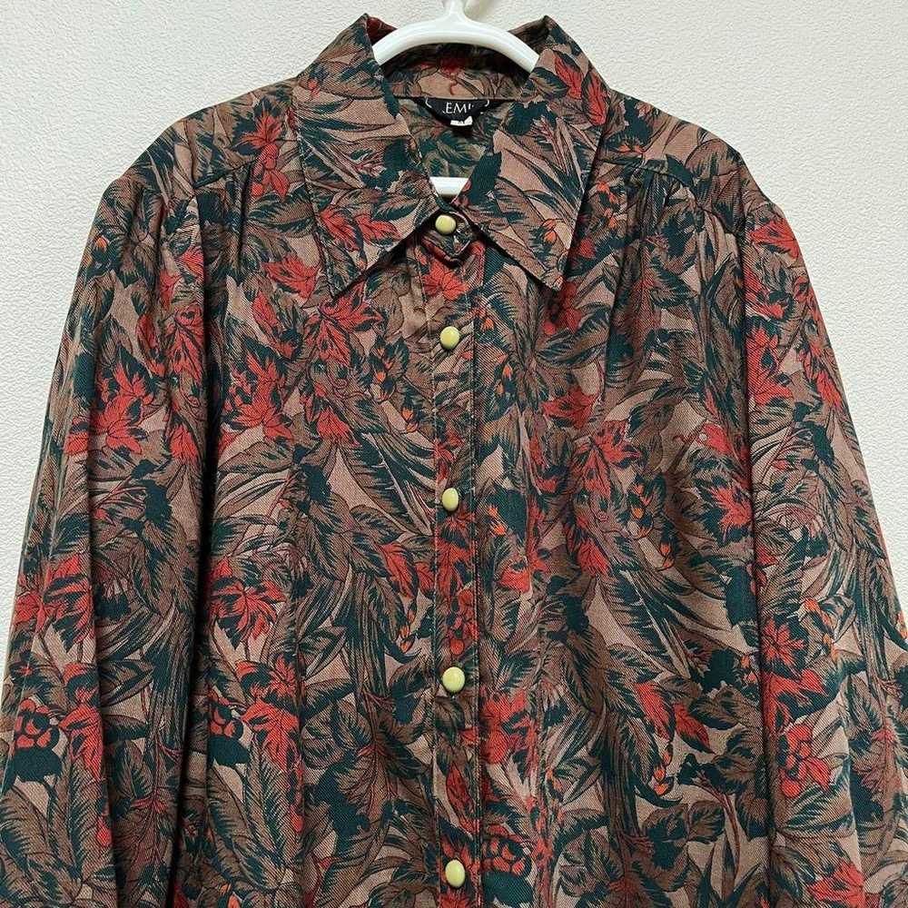 Botanical pattern all-over shirt blouse Showa ret… - image 6