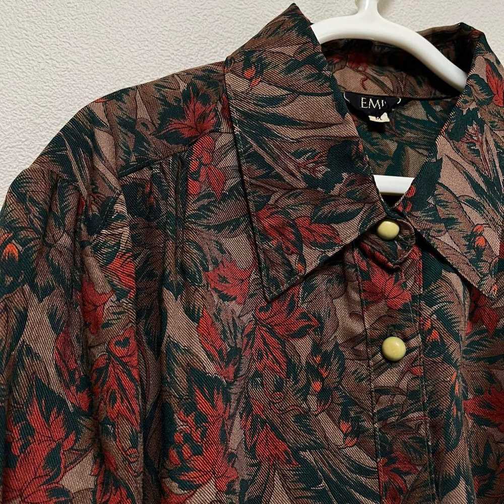 Botanical pattern all-over shirt blouse Showa ret… - image 7