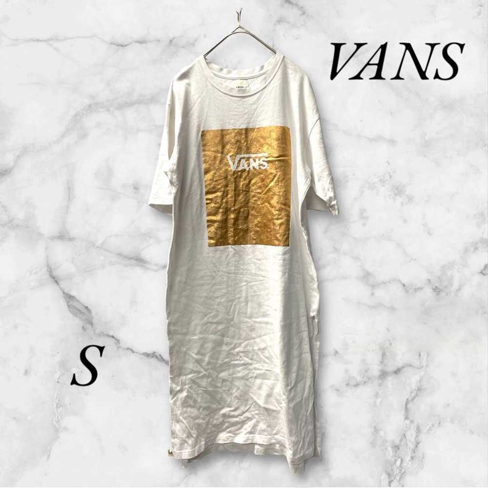 Vans T-shirt dress with gold print, side slits, U… - image 1