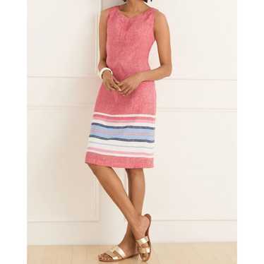 Talbots Linen Shift Dress Seaside Stripe Sleevele… - image 1