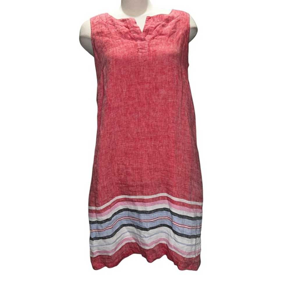 Talbots Linen Shift Dress Seaside Stripe Sleevele… - image 2