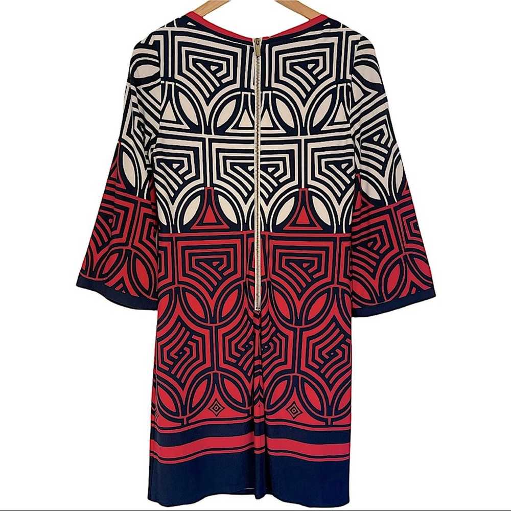 Eliza J Fuchsia Navy White Geometric Print Shift … - image 3