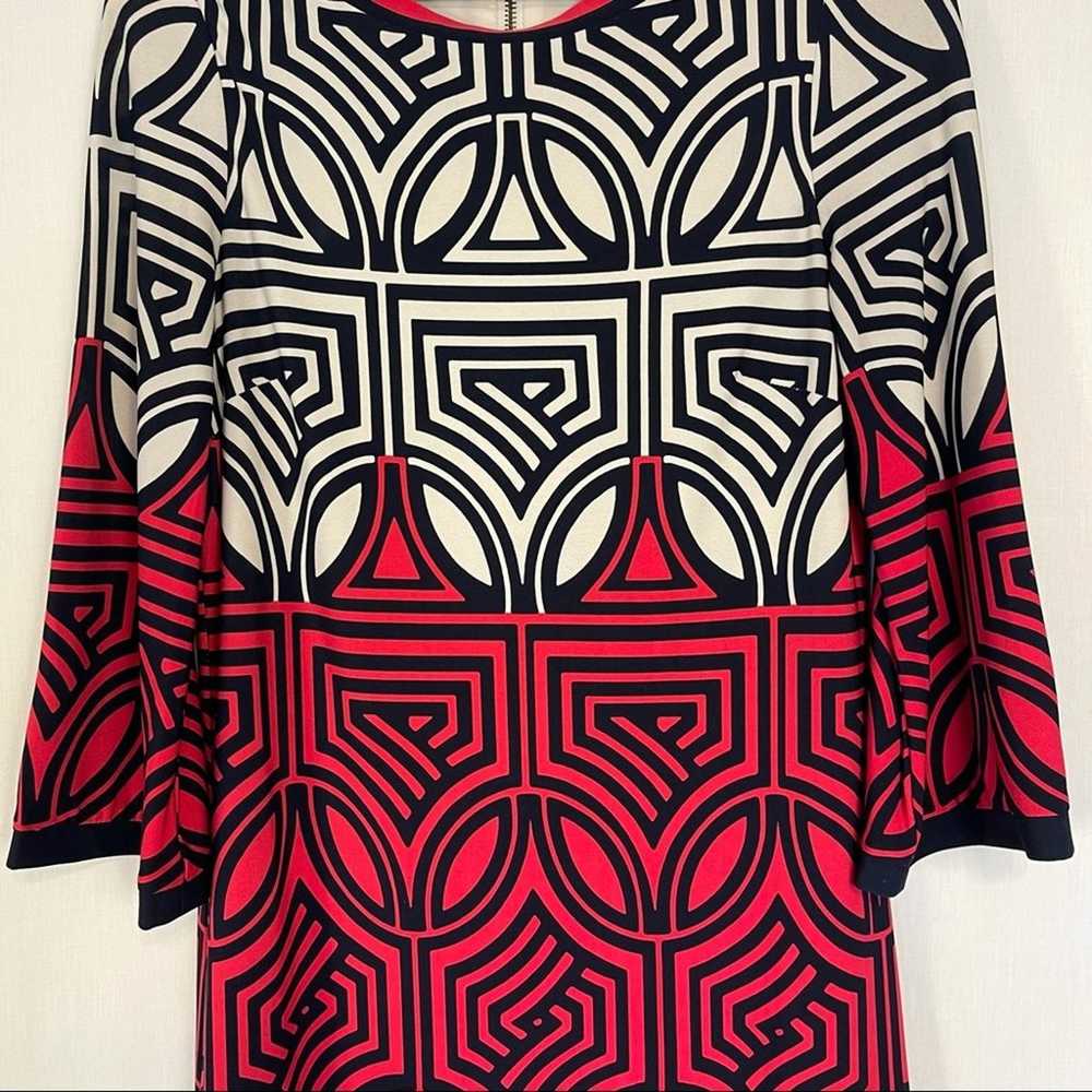 Eliza J Fuchsia Navy White Geometric Print Shift … - image 7