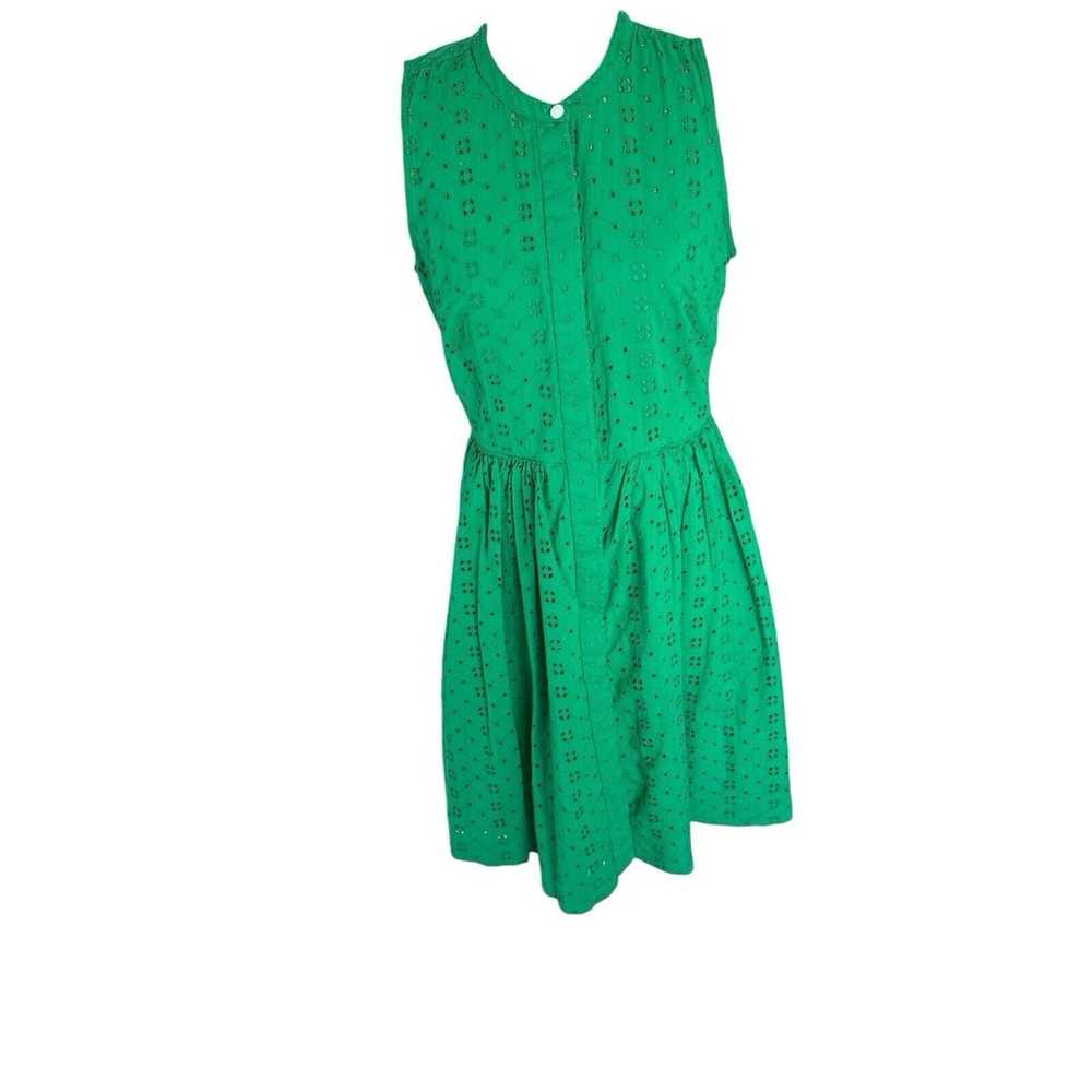 J Crew Dress Sz S Warm Clover Eyelet Shirtdress K… - image 2