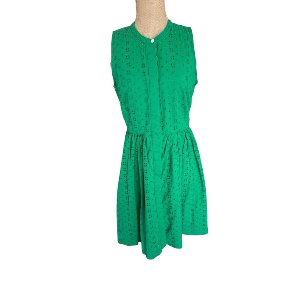 J Crew Dress Sz S Warm Clover Eyelet Shirtdress K… - image 3