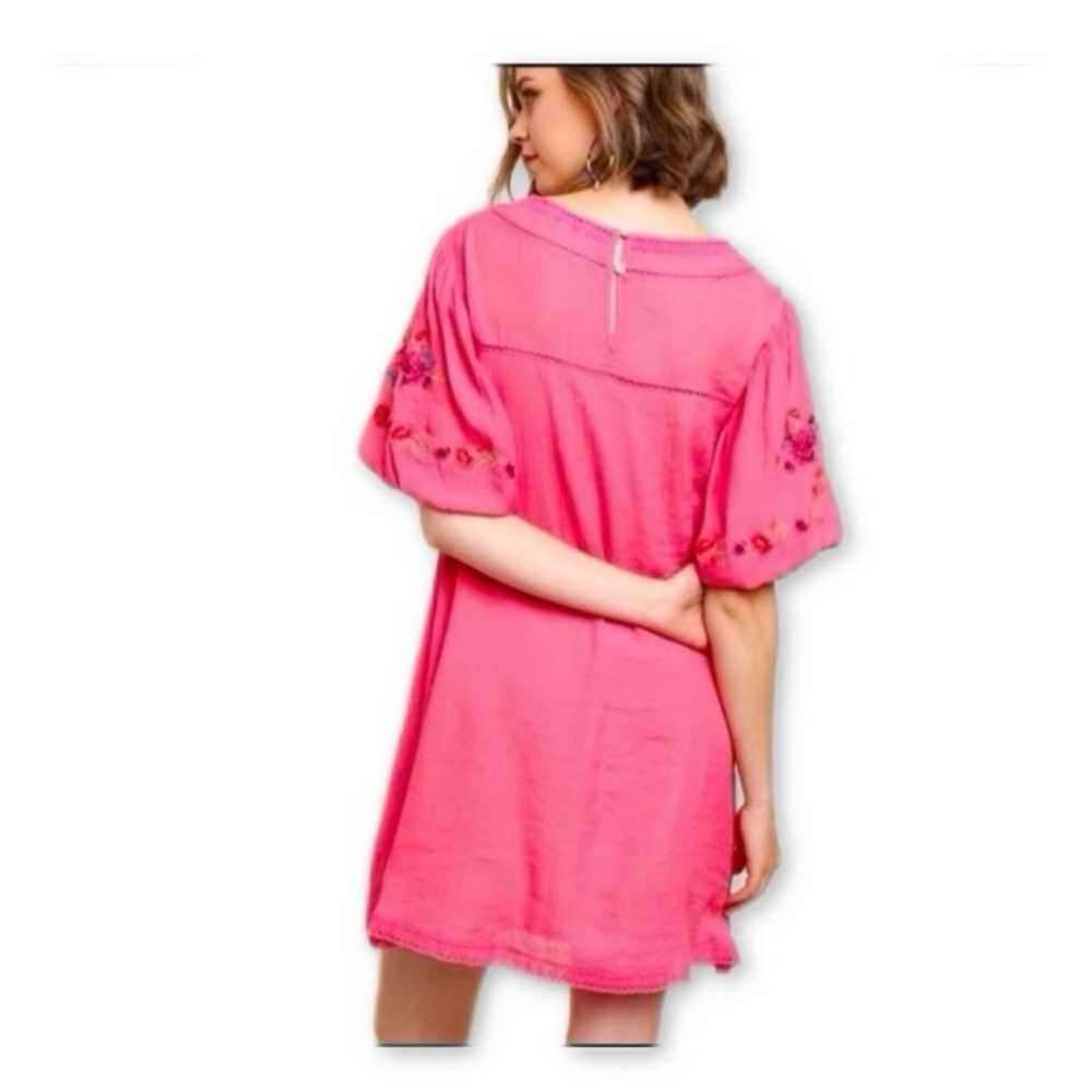 UMGEE PINK PUFFY SLEEVE TUNIC DRESS - image 2