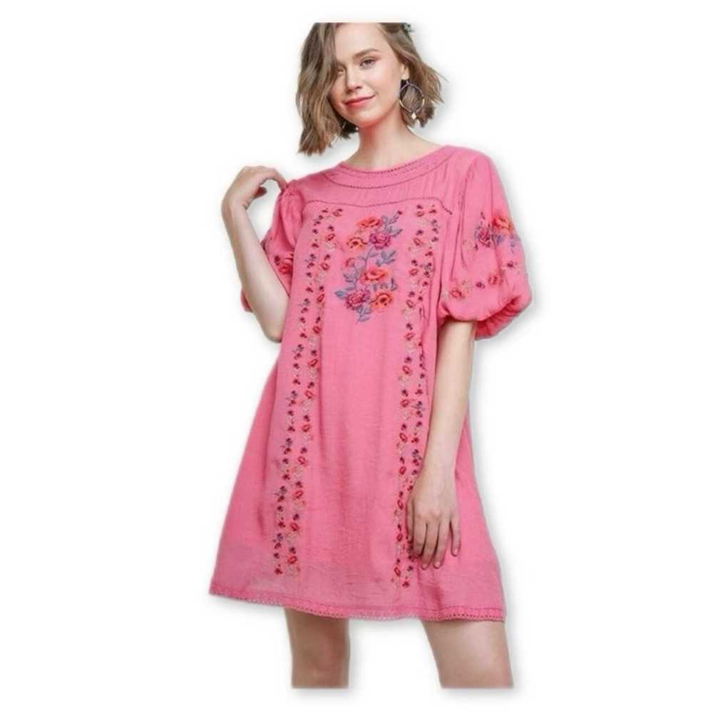 UMGEE PINK PUFFY SLEEVE TUNIC DRESS - image 3