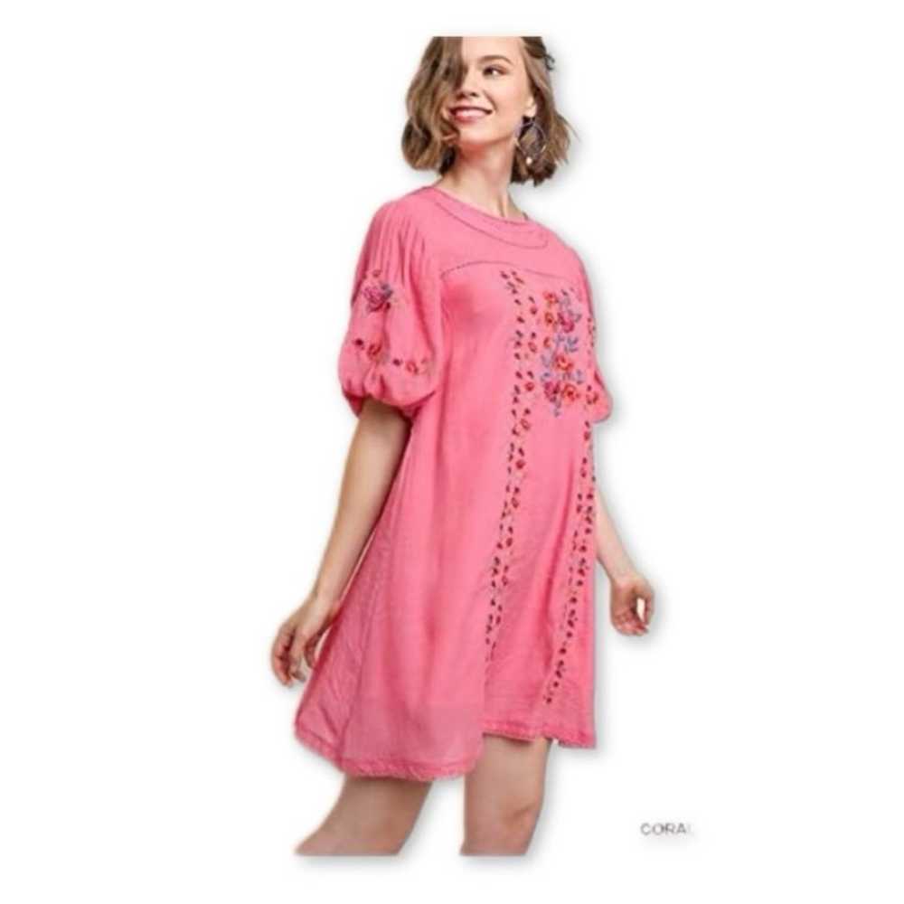 UMGEE PINK PUFFY SLEEVE TUNIC DRESS - image 4